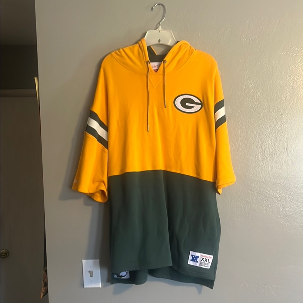Mitchell & Ness Green Bay Packers Mens Short Sleeve Hoodie